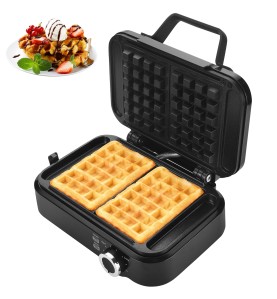 Gofrownica Kraft&Dele KD4107 z gotowymi goframi i zdjęcie poglądowe gofrów z owocami