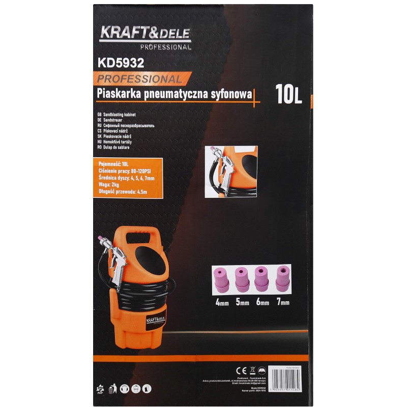 Sifoninis smėliasrautis 10L KRAFT&DELE KD5932 Sifoninis smėliasrautis 10L KRAFT&DELE KD5932
