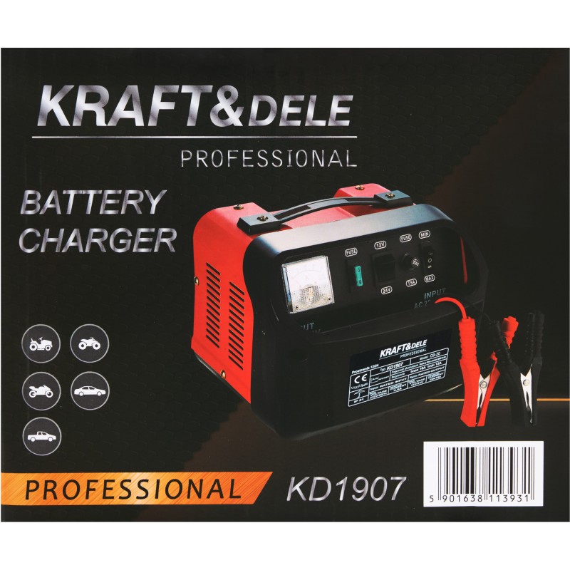 Automobilinis akumuliatorių įkroviklis 12V 24V 20A 200Ah KRAFT&DELE KD1907