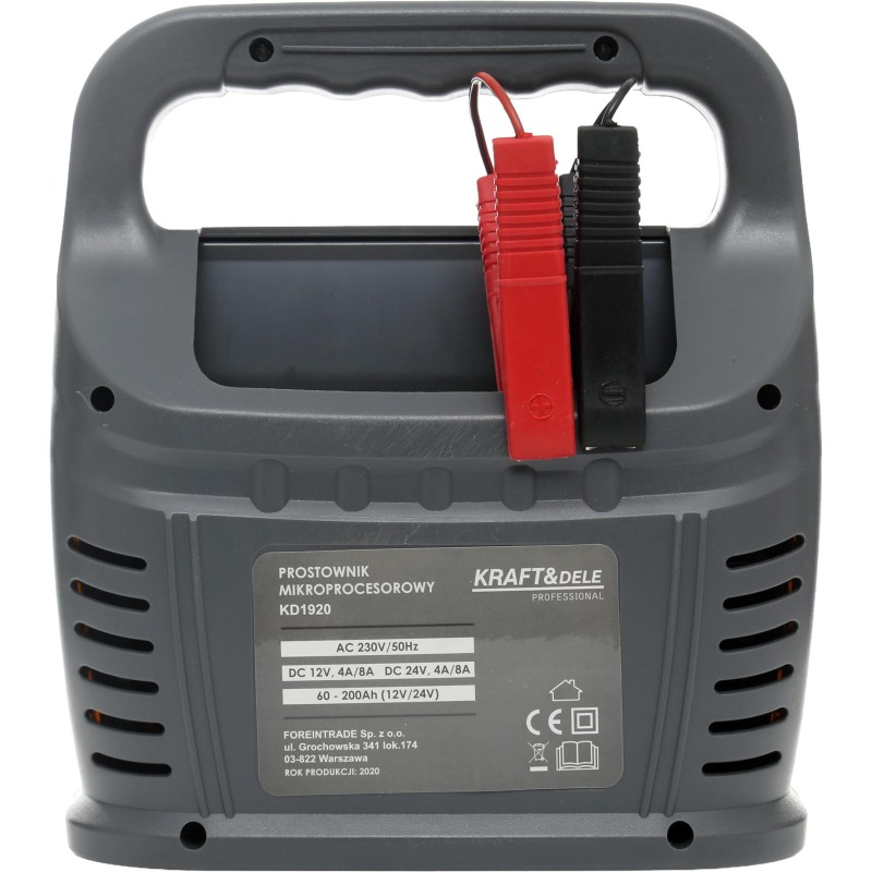 Mikroprocesorinis įkroviklis 12V/24V 60-200Ah KRAFT&DELE KD1920 Mikroprocesorinis įkroviklis 12V/24V 60-200Ah KRAFT&DELE KD1920