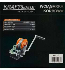 Wyciągarka korbowa linowa KD1312 - zbliżenie na hak stalowy