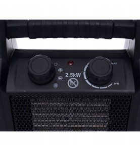 Nagrzewnica elektryczna 2,5KW KD11740 - zbliżenie na pokrętła i diodę kontrolną