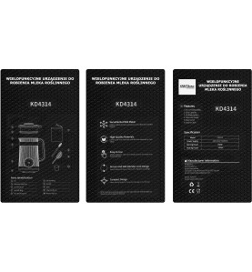 Boki opakowania urządzenia do mleka roślinnego KD4314 ze specyfikacją i funkcjami