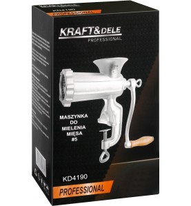 Boczna ścianka pudełka maszynki do mielenia mięsa KD4190 z opisem produktu