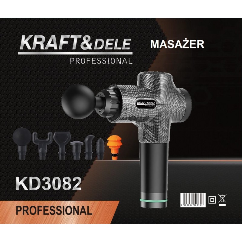Massagegerät 125W mit LCD 7 Aufsätze + Etui KRAFT&DELE KD3082