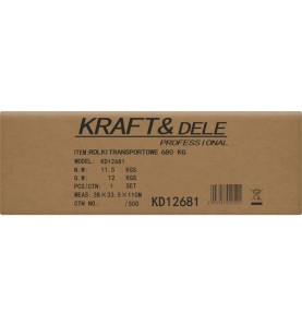 Etykieta informacyjna na opakowaniu rolek transportowych KRAFT&DELE KD12681 ze specyfikacją techniczną