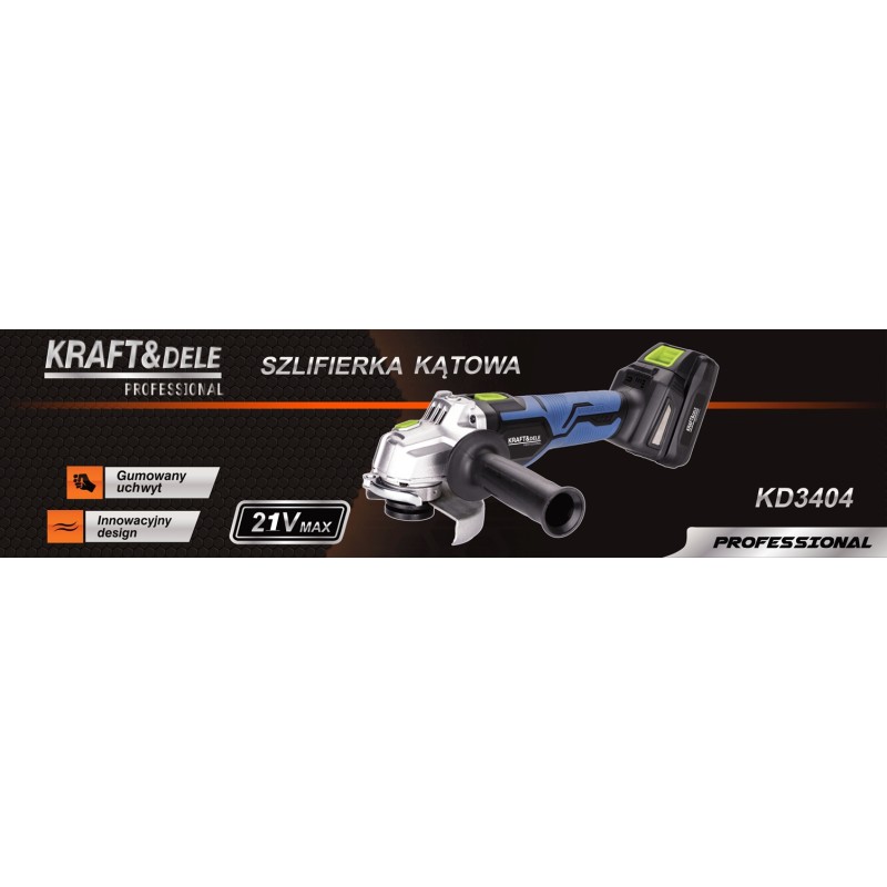 Belaidis kampinis šlifuoklis 21V 125 mm KRAFT&DELE KD3404