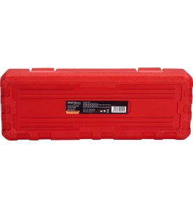 Geschlossener roter Koffer des Bit-Sets KD10539 - Blick auf das Informationsetikett