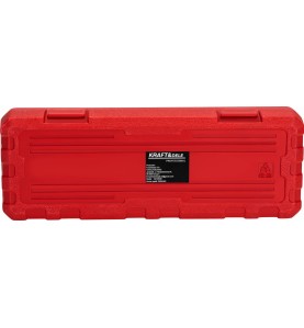 Geschlossener roter Koffer des Bit-Sets KD10539 - Rückansicht auf das Herstellerschild