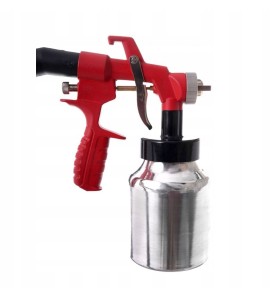 Pistolet natryskowy 600W 1000ml KD1654 - zbliżenie na rękojeść i zbiornik z metalu