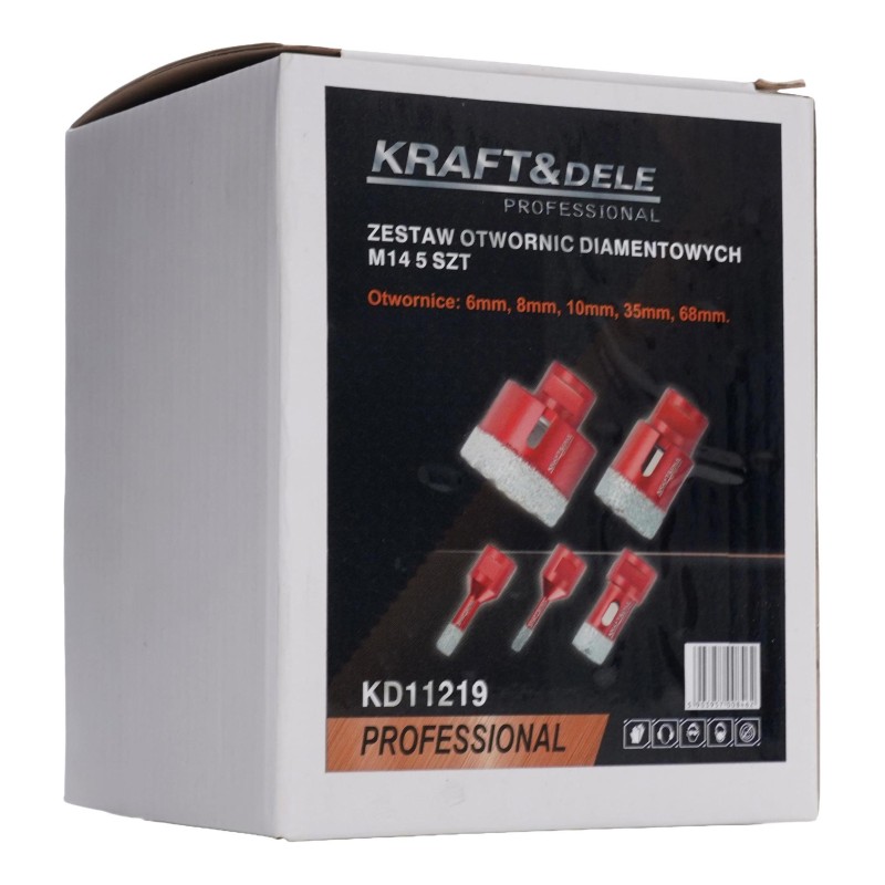 Gyémánt körkivágó készlet 6-68mm M14 5db KRAFT&DELE KD11219 Gyémánt körkivágó készlet 6-68mm M14 5db KRAFT&DELE KD11219