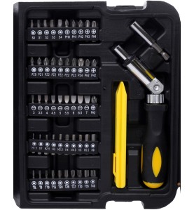 Werkzeugset KD10831 - Nahaufnahme von Bitsatz und Schraubendreher mit Gelenk