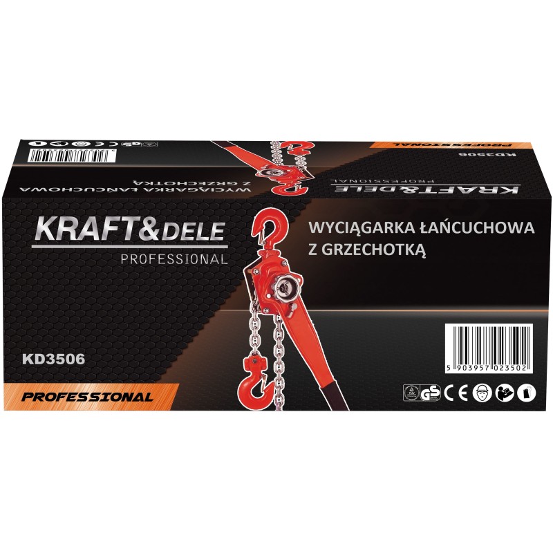 Grandininis keltuvas su terkšle 750kg 2m KRAFT&DELE KD3506