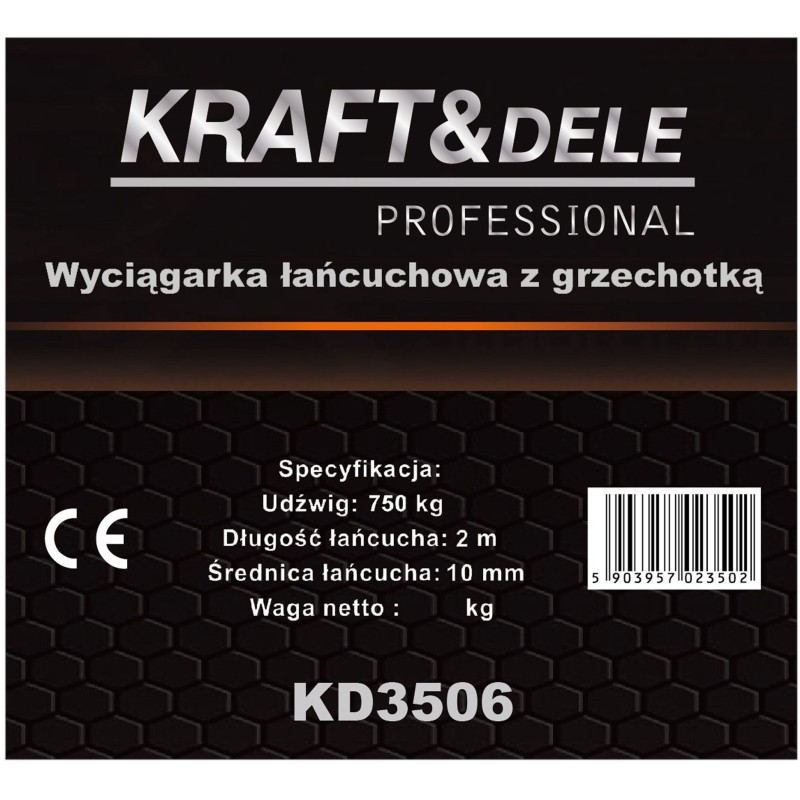 Ratschen-Kettenzug 750kg 2m KRAFT&DELE KD3506