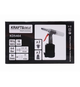 Opakowanie kartonowe nitownicy pneumatycznej KD5464 ze specyfikacją techniczną