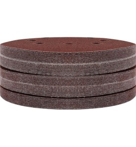 Widok z boku na ułożone w stos krążki ścierne o średnicy 125mm