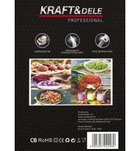 Rückseite der Verpackung des Zerkleinerers KD4341 mit Anwendungsinformationen