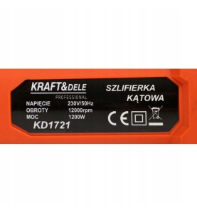 Tabliczka znamionowa szlifierki kątowej Kraft&Dele KD1721