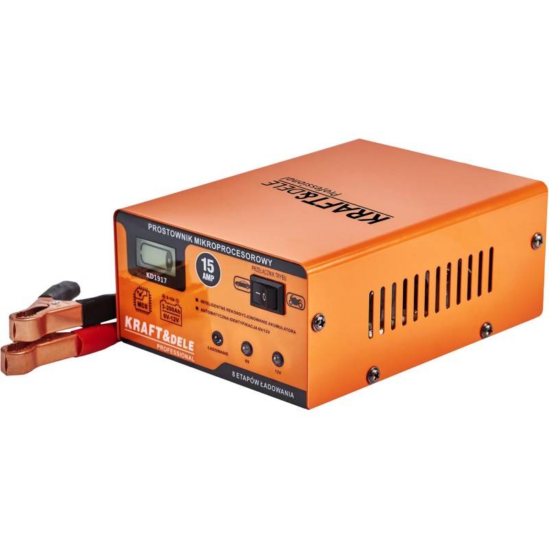 Mikroprocesinis akumuliatoriaus įkroviklis 15A 6/12V KRAFT&DELE KD1917 Mikroprocesinis akumuliatoriaus įkroviklis 15A 6/12V KRAFT&DELE KD1917