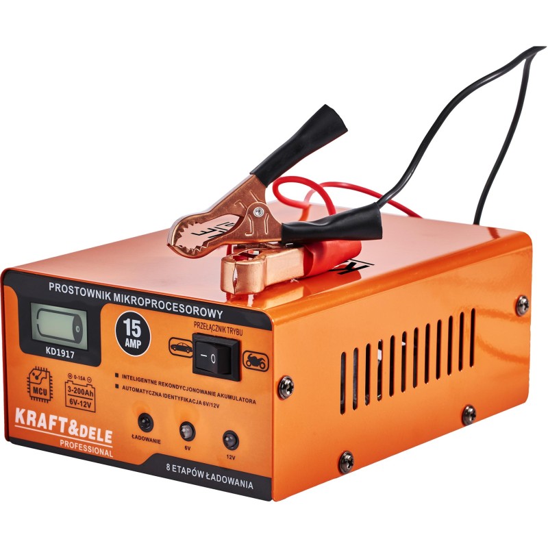 Mikroprocesinis akumuliatoriaus įkroviklis 15A 6/12V KRAFT&DELE KD1917 Mikroprocesinis akumuliatoriaus įkroviklis 15A 6/12V KRAFT&DELE KD1917