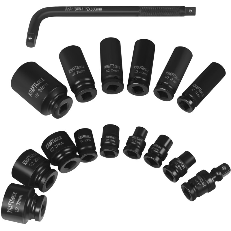 Ütvecsavarozó dugókulcs készlet 16 részes KRAFT&DELE KD11762