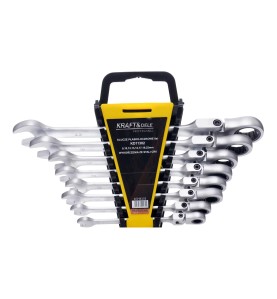 Komplet kluczy płasko-oczkowych 8-22mm Kraft&Dele KD11302 na czarno-żółtym organizerze