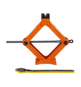 Podnośnik trapezowy 2T 120-420mm KD3526 w pozycji rozłożonej z kluczem