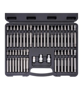 Wnętrze walizki z bitami TORX RIBE SPLINE KD10954 - widok z góry na pełny asortyment