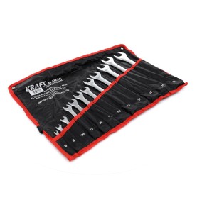 Draufsicht auf das Ringmaulschlüssel-Set KD10938 in der geöffneten Tasche