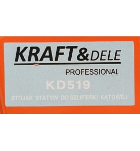 Tabliczka znamionowa z modelem KD519 na stojaku do szlifierki Kraft&Dele