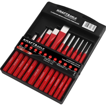 Taškymų, kirtiklių ir išmuštuvų rinkinys 12vnt. KRAFT&DELE KD10111