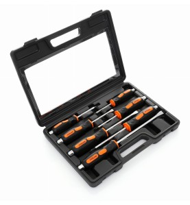 Zestaw śrubokrętów do pobijania KD10899 ułożonych w plastikowej walizce z przezroczystym wiekiem