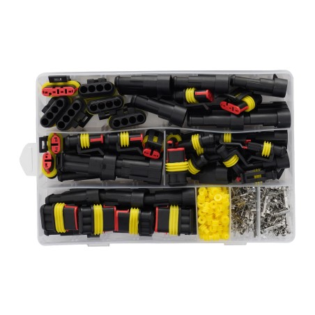 Zestaw złączek hermetycznych 352el. Kraft&Dele KD10480 - widok z góry na otwarty organizer
