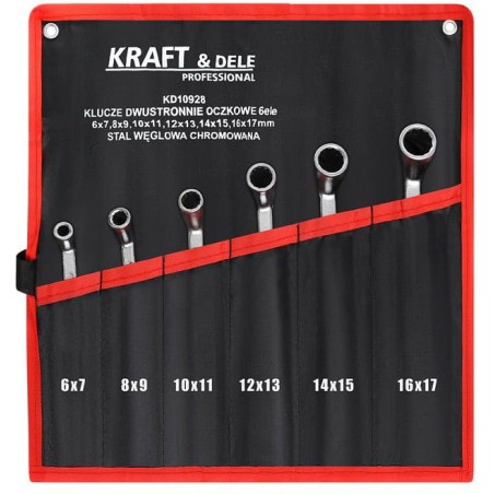 Klucze dwustronnie-oczkowe 6el. Kraft&Dele KD10928 - zdjęcie główne zestawu w etui