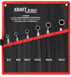 Doppelringschlüssel-Set 6-tlg. Kraft&Dele KD10928 - Hauptansicht des Sets in der Tasche