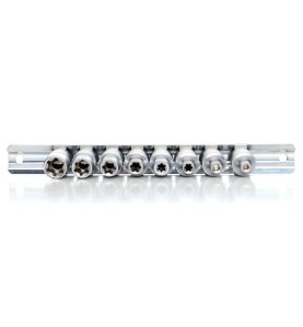 Zestaw nasadek Torx 8cz. 3/8" KD10230 - widok od strony gniazd nasadek ukazujący zróżnicowane rozmiary końcówek