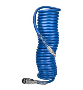 Wąż pneumatyczny spiralny 5x8mm 5m KD674 - widok z boku na zwinięty przewód