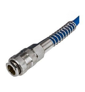 Wąż pneumatyczny spiralny 5x8mm 5m KD674 - zbliżenie na gniazdo szybkozłącza ze sprężyną