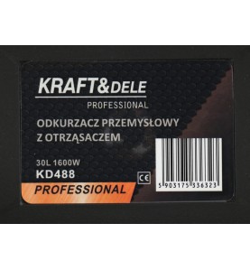 Typenschild des Kraft&Dele Industriesaugers KD488 mit Strichcode