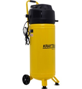 Kompresor bezolejowy Kraft&Dele KD1418 - widok z boku z kołami transportowymi
