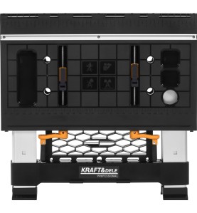 Nahaufnahme der Arbeitsplatte und des Spannmechanismus des Tisches KD11870