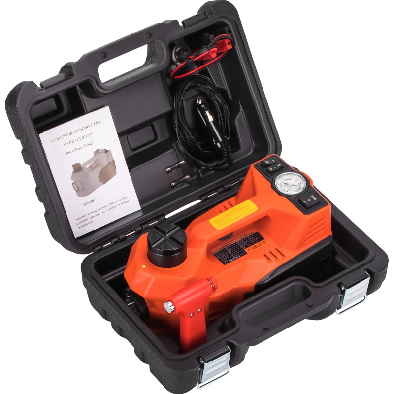 Podnośnik samochodowy 12V + kompresor + latarka KD1367