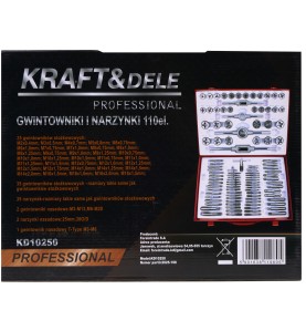 Tył opakowania kartonowego z opisem technicznym zestawu KD10250