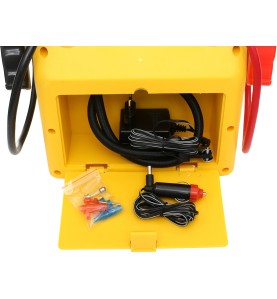 Jump starter KD1922 otwarta komora z akcesoriami i ładowarką