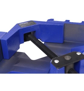 Imadło spawalnicze kątowe 125 mm KD1177 - zbliżenie na tabliczkę znamionową i gwint