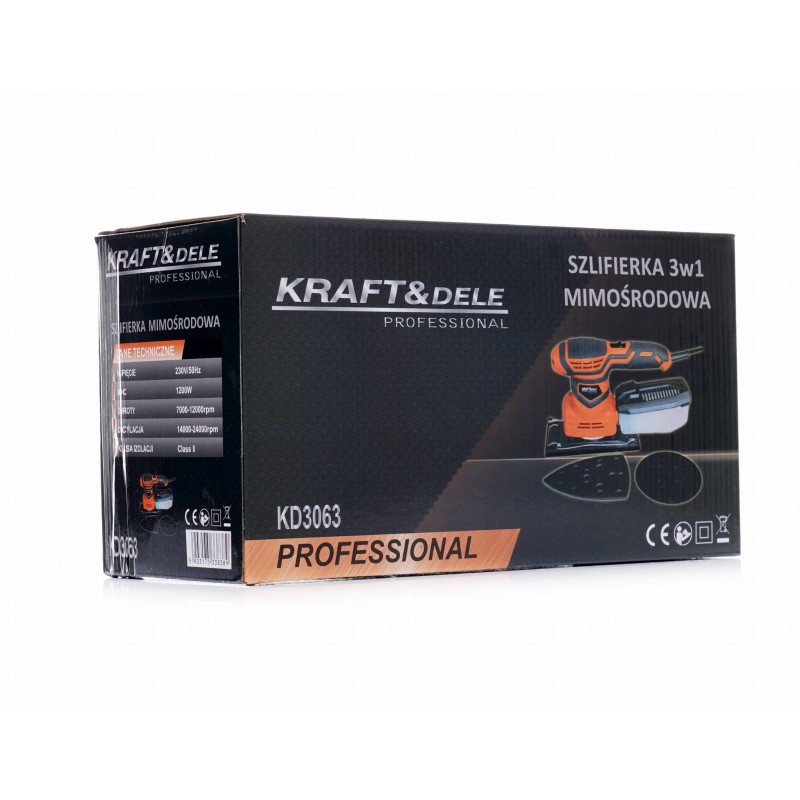 3-in-1 ekscentrinis vibracinis šlifuoklis su dulkių surinkimo konteineriu KRAFT&DELE KD3063