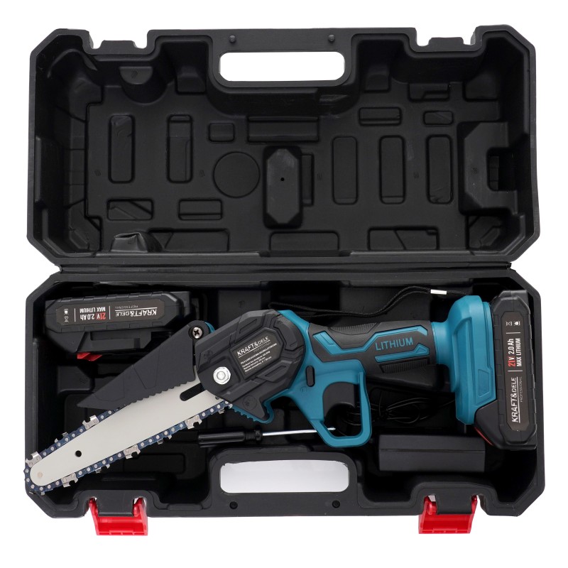 Akku-Mini-Kettensäge 6 Zoll 2x21V 2.0Ah KRAFT&DELE KD10646 Akku-Mini-Kettensäge 6 Zoll 2x21V 2.0Ah KRAFT&DELE KD10646