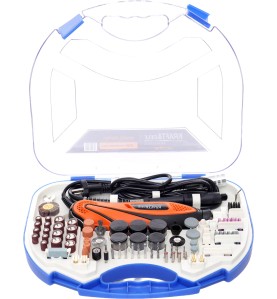 Zestaw mini szlifierka 270W z akcesoriami 210el. w walizce - widok z otwartym wiekiem