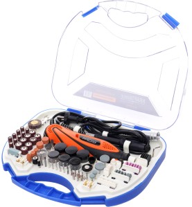 Mini szlifierka 270W z akcesoriami 210el. w otwartej walizce - widok z góry