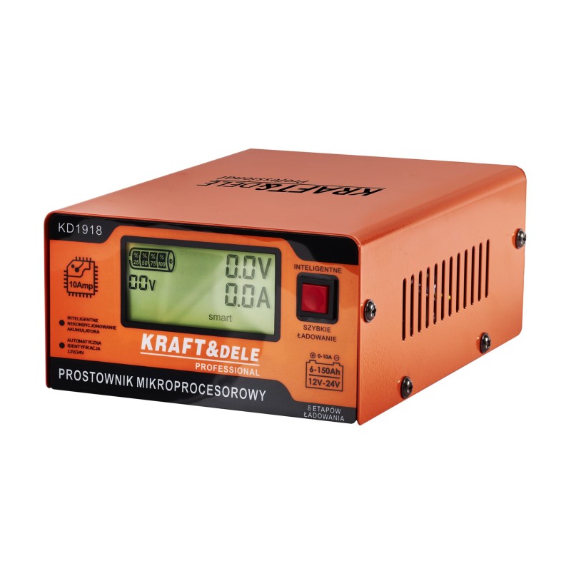 Mikroprocesszoros akkumulátortöltő 10A 12/24V 6-150Ah KRAFT&DELE KD1918 Mikroprocesszoros akkumulátortöltő 10A 12/24V 6-150Ah KRAFT&DELE KD1918